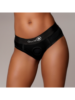 Vibrating Strap-on High-cut Brief Black-ML