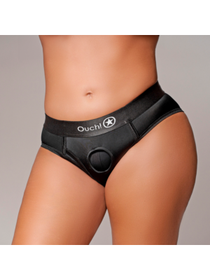 Vibrating Strap-on High-cut Brief Black-XL2XL