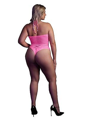 Ouch!! Neon Pink Body with Halter Neck Plus Size
