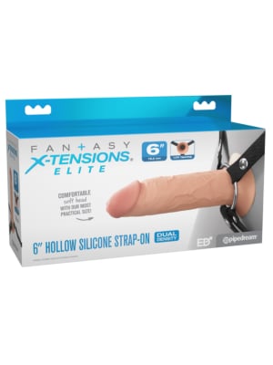 Fantasy X-tensions Elite 6" Silicone Hollow Strap-on - Dual Density - Light