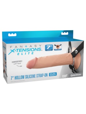 Fantasy X-tensions Elite 7" Silicone Hollow Strap-on - Dual Density - Light