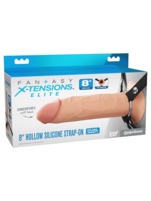 Fantasy X-tensions Elite 8" Silicone Hollow Strap-on - Dual Density - Light