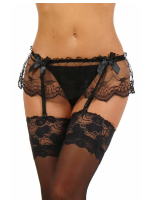  Lace Suspender belt Black