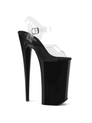  Pleaser skyscraper high heels ankle strap sandal clear black-EU 38