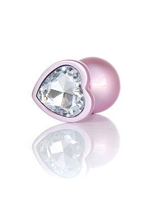 Plug-Jewellery Pearl Pink Heart PLUG- Clear M