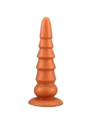 Πρωκτική Σφήνα Pagoda Butt Plug 27 cm (Gold) - Wolf - Σιλικόνη - Ραβδώσεις