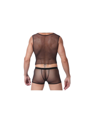 Mesh Erotic Set - Tank Top for Men with Genital Opening