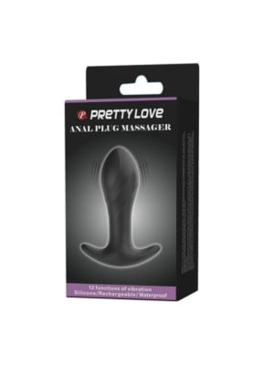 Επαναφορτιζόμενη Πρωκτική Σφήνα Massager με 12 Λειτουργίες Δόνησης (Μαύρη) - Pretty Love