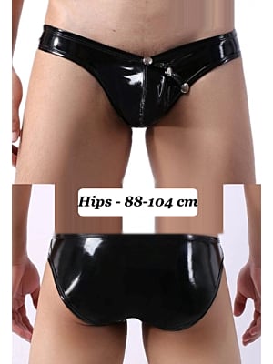 Low Waist Leather Easy Opened Panty Black