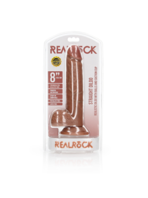 Curved Realistic Dildo  Balls  Suction Cup Tan