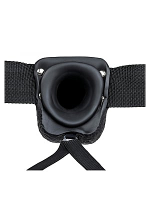 Realrock - Vibrating Hollow Strap-on with Balls Black 18 cm