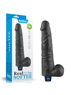 10.5" REAL SOFTEE Rechargeable Vibrating Dildo(Black)