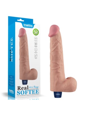 10.5" REAL SOFTEE Rechargeable Vibrating Dildo(Flesh)