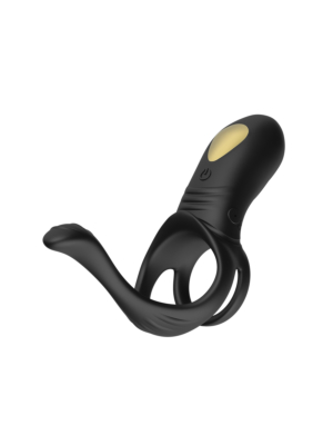 Vibrating Triple Cock Ring Black