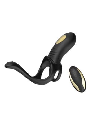 Vibrating Triple Cock Ring Black