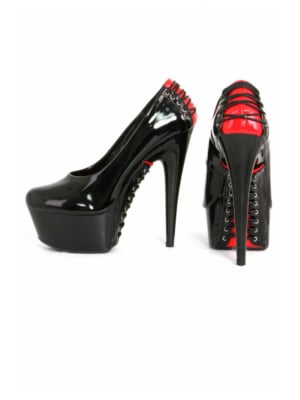 Black patent pump stilettos