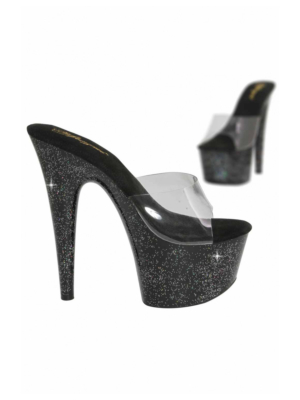 High heels glitter Platform Black