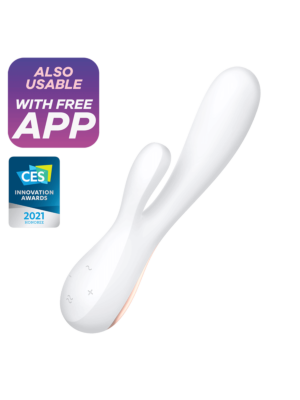Satisfyer Mono Flex Rabbit App Control Vibrator (White) - Επαναφορτιζόμενος Δονητής Πολυτελείας - Διέγερση G Spot