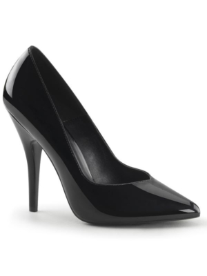 sexy Pleaser high heels stiletto pumps v-cut black patent-EU 44