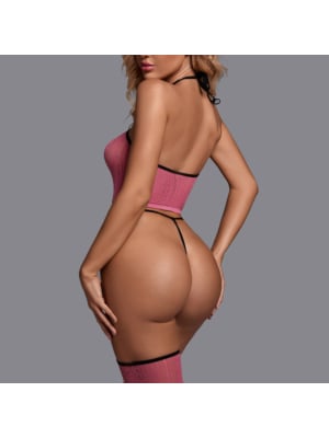 Sexy Sheer Halter Nightwear Set – Hot Pink Temptation 3pcs