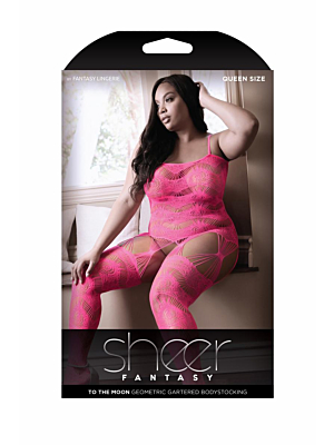 Stargazing Cold Shoulder Suspender Catsuit - Neon Pink