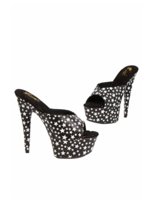 Open Noir platform, with Stars with 14cm heel-EU 41