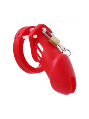 Silicone Chastity Cage Bran 9 x 3cm Red