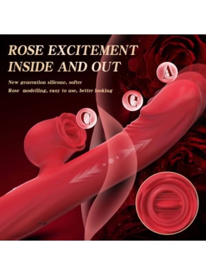Silicone Vibrator 7 Powerful Modes - Licking - 7 Thrusting Heating Red