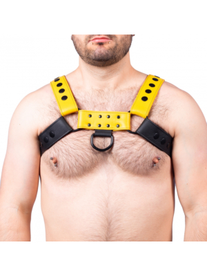 Snap Leather Harness Black-Yellow - Taille  L/XL