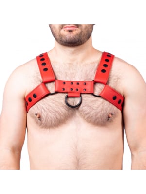 Snap Leather Harness Red - Taille  L/XL