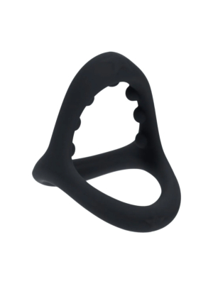 Soft Bead Grip Silicone Cock and Ball Ring - Black