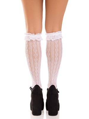 Leg Avenue - Knee-high Socks With Ruffles White os
