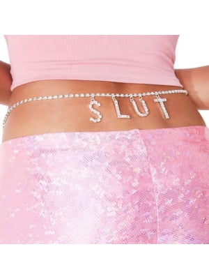 Sexy Rhinestone Slut Waist Chain