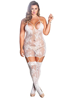 Strappy Suspender Bodystocking - Plus SIze