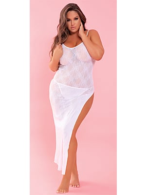 TAKE THE HEAT LACE GOWN - WHITE PLUS SIZE 