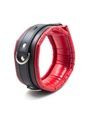 Thick Black And Red Bondage Collar