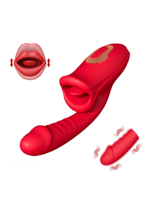 Tongue Red Realistic Dildo Vibrator
