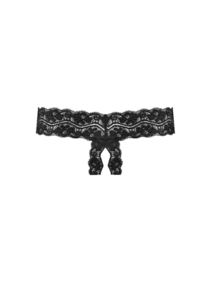 Underneath - Kyra Crotchless Thong Black-L / XL
