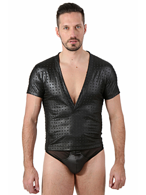 Leatherate Fetish Mens Tshirt - μαύρο