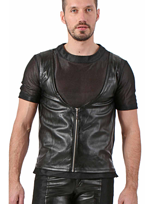 Leatherate Mens Top - μαύρο