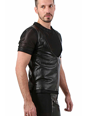Leatherate Mens Top - μαύρο