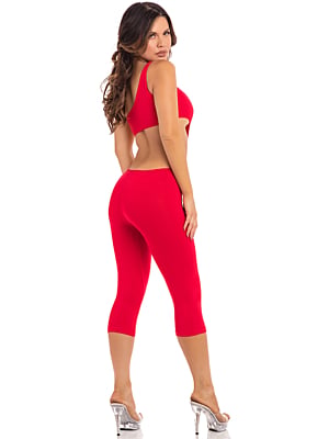 ONE SHOULDER CROPPED CATSUIT RED M/L