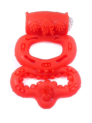 Δονούμενο Δαχτυλίδι Πέους Cock and Ball Ring Κόκκινο