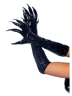 Leg Avenue Black Vinyl claw gloves M