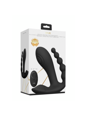 Kata - Pulse Wave & Vibrating Double Penetration Vibrator - Black