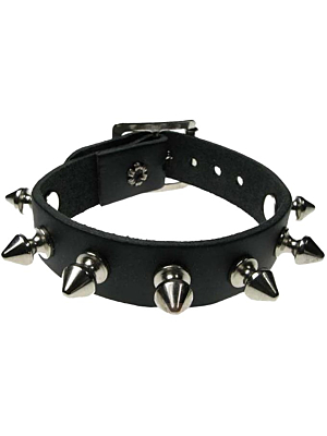 Χειροποίητο Δερμάτινο Περικάρπιο Wristband με Καρφιά - Μαύρο - Φετίχ - BDSM