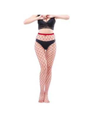 Women Sexy Mesh High Waist - XLarge Fishnet - Pantyhose Red