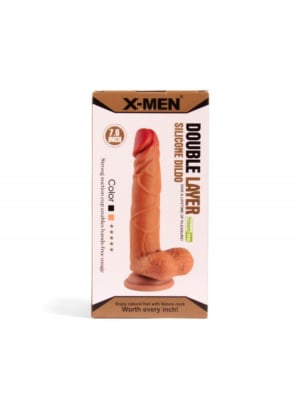 Ρεαλιστικό Ομοίωμα Πέους X-MEN Double Layer Silicone Dildo 19.5 cm (Καφέ) - X-Man