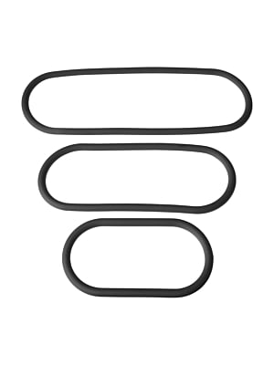 3 - Pack Silicone Slim  Wrap Ring - Black 9in 12in 15in