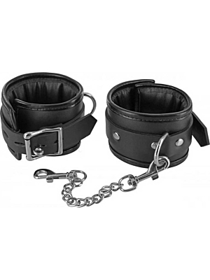 Χειροπέδες XR BLACK HANDCUFFS WITH CHAIN - Μαύρο Δερμάτινο